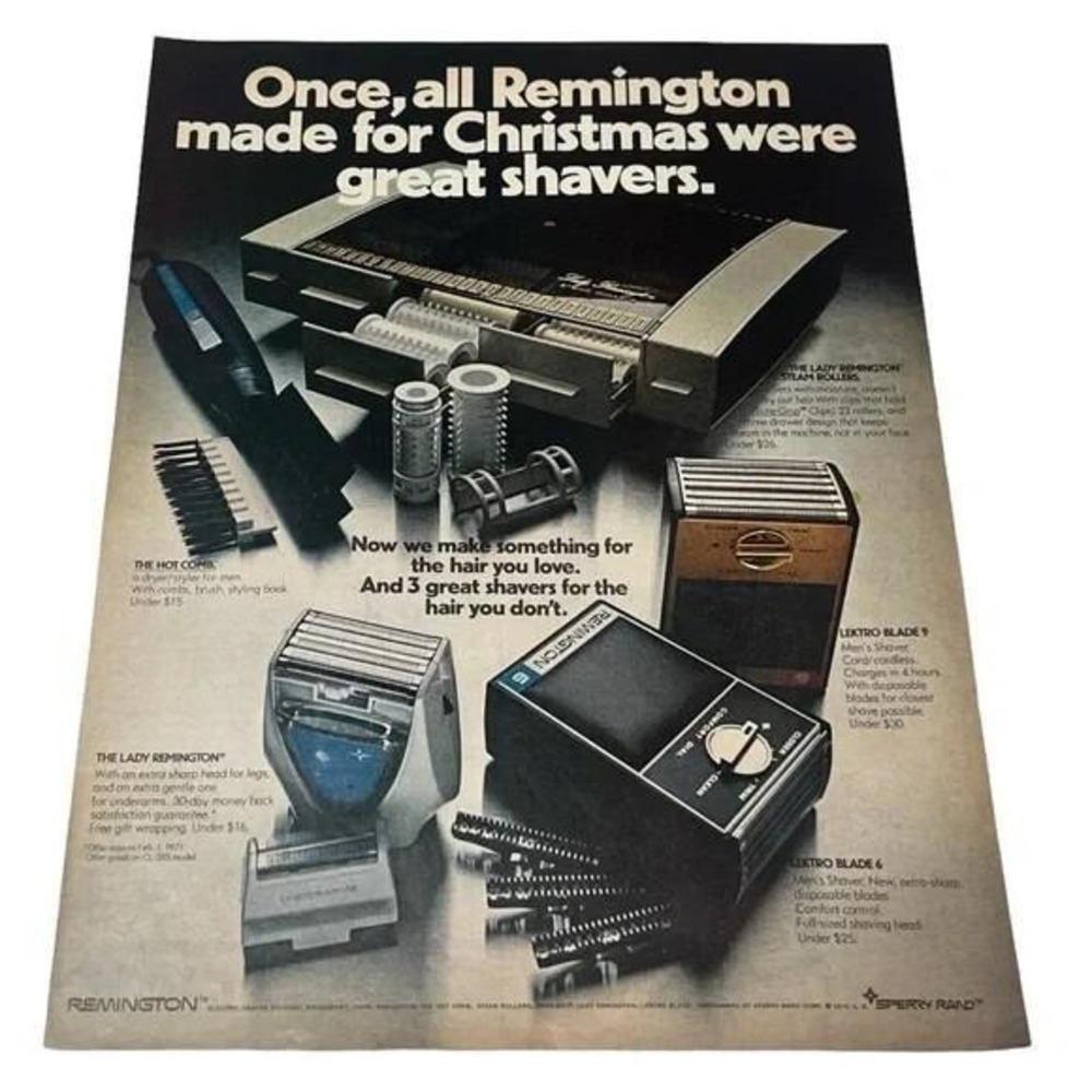 1970 Remington Made for Christmas Great Shavers Original Vintage Print Ad‎
